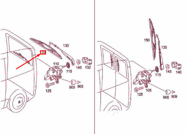 A0018202545 - OEM MERCEDES-BENZ VITO W639 REAR WINDOW WIPER BLADE A0018202545 GENUINE