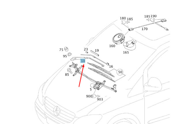A0018205444 - NEW MERCEDES-BENZ VITO W639 FRONT LEFT WIPER ARM A0018205444 ORIGINAL