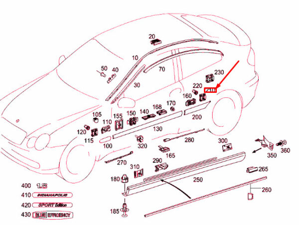 A0019888081 - NEW MERCEDES-BENZ C W203 SIDE SHAPE TRIM CLIP A0019888081 GENUINE