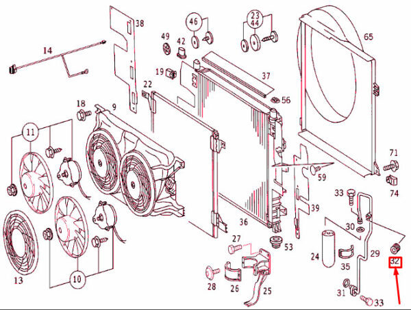 A0019888435 - NEW MERCEDES-BENZ ML W163 REFILL CONNECTION HOOD A0019888435