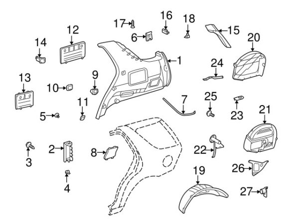 A0019902156 - NEW MERCEDES-BENZ M CLASS QUARTER PANEL TRIM PANEL GROOVE A0019902156 GENUINE