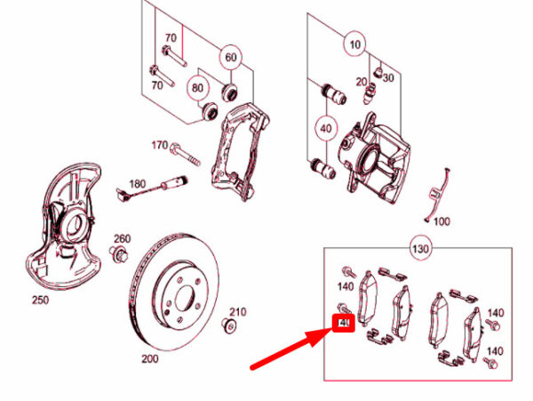 A0019905800 - NEW MERCEDES-BENZ C W204 FRONT TO ANCHOR BRAKE CALT A0019905800 ORIGINAL