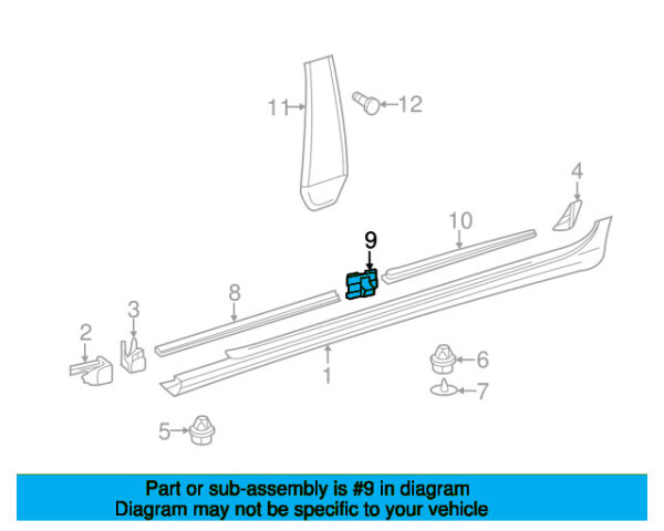 A0019910271 - Mercedes-Benz Center Rocker Panel Molding Clip A0019910271