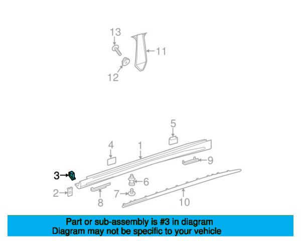 A001991227164 - Mercedes-Benz Front Rocker Panel Molding Clip A001991227164