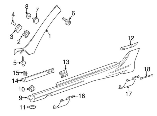 A0019913071 - Mercedes-Benz Rocker Panel Molding Reinforcement Clip A0019913071