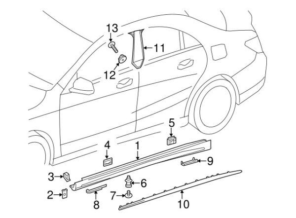 A0019915071 - Mercedes-Benz Rear Rocker Panel Molding Clip A0019915071