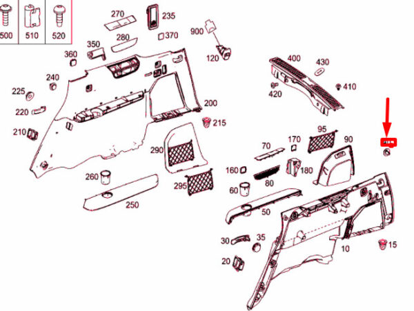A0019916198 - MERCEDES-BENZ GLS X166 LUGGAGE TRIM CLIP A0019916198 NEW GENUINE