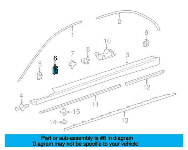 A0019917671 - Mercedes-Benz Rocker Panel Molding Clip A0019917671