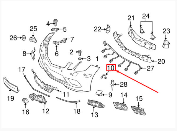 A0019930520 - New MERCEDES-BENZ E C207 Front Bumper Grille Cover Spring A0019930520