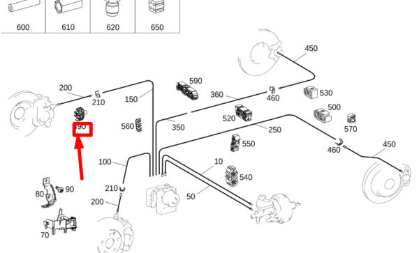 A0019955377 - NEW MB CLA C117 BRAKE LIMIT ON FIRE WALL LINE CAP RHD A0019955377