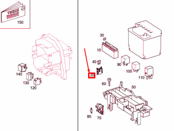 A0025454201 - Mercedes-Benz A W168 Fuse Box 2 Pin 1 Compartment A0025454201 NEW GENUINE