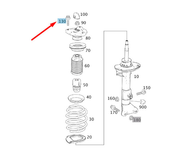 A0029904503 - Mercedes-Benz C W204 Front Strut Mounting Screw A0029904503 NEW