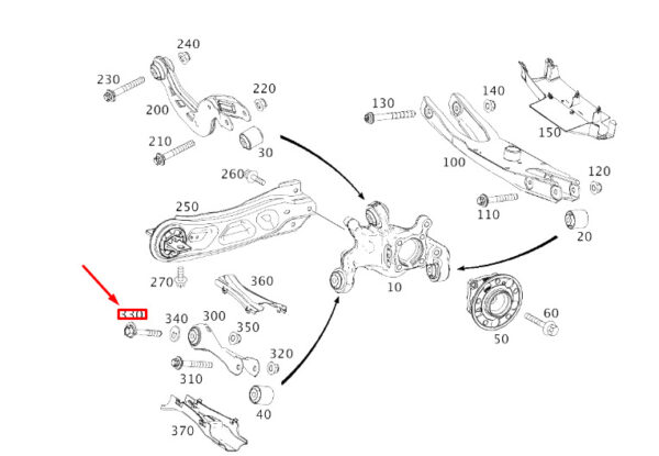 A0029904920 - NEW MB CLA C117 REAR SUBFRAME RIGHT TRAVEL CONTROL A0029904920 GENUINE
