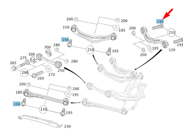 A0029906805 - NEW MERCEDES-BENZ S W221 REAR CONTROL ARM BOLT A0029906805 ORIGINAL