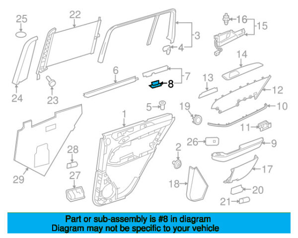 A0029911970 - Mercedes-Benz Rear Door Window Belt Gasket Strip Clip A0029911970