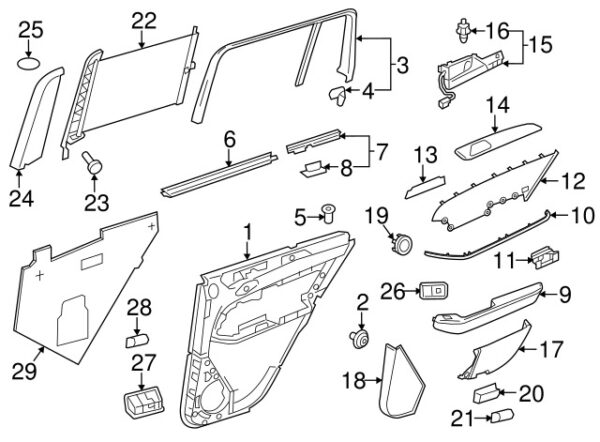 A0029911970 - Mercedes-Benz Rear Door Window Belt Gasket Strip Clip A0029911970