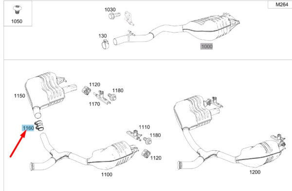 A0029953802 - NEW MERCEDES-BENZ C W205 EXHAUST CONNECTION A0029953802 ORIGINAL