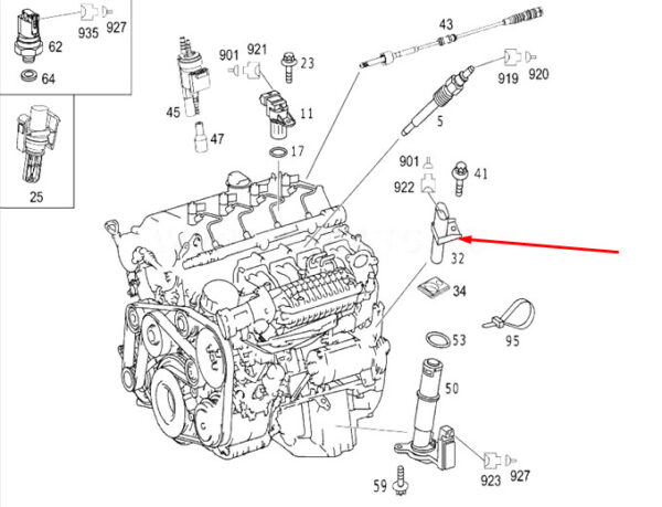 A0031532828 - MB CLK C209 Crankshaft Position Sensor A0031532828 3.2 Petrol NEW GENUINE