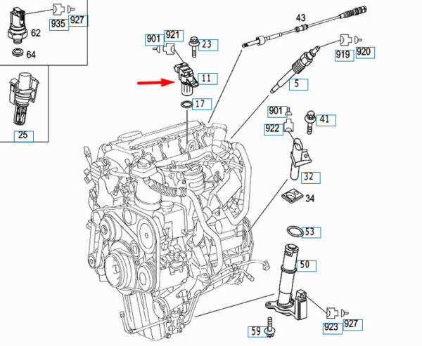 A0031539728 - MERCEDES-BENZ C-CLASS W204 Camshaft Position Sensor A0031539728 New Genuine