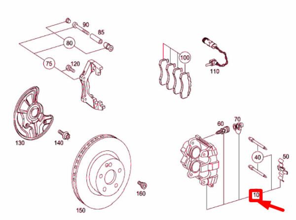 A0034200283 - NEW MERCEDES-BENZ E W211 FRONT RIGHT BRAKE CALIPER A003420028380