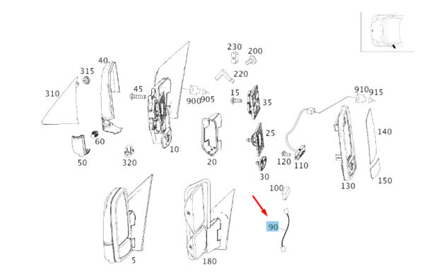 A0038270804 - NEW MB C W204 FRONT LEFT MIRROR BLIND SPOT CONNECTING CABLE A0038270804 ORIGINAL
