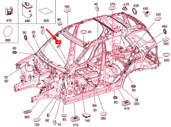 A0039980450 - NEW MERCEDES-BENZ GLE W166 A-PILLAR PLUG A0039980450 ORIGINAL