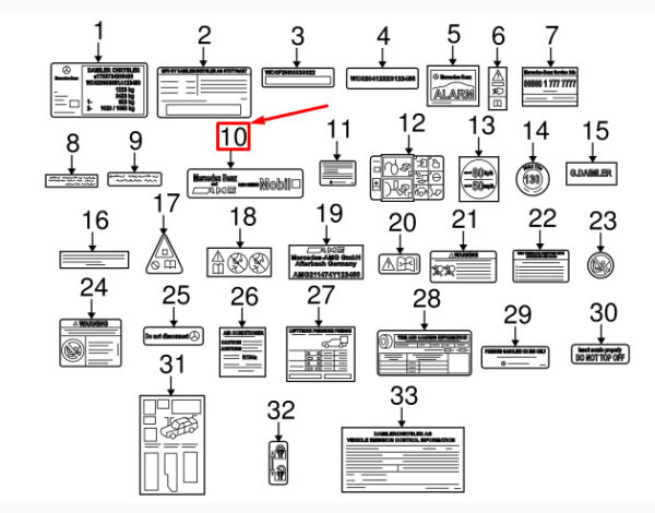 A0045849438 - Genuine Mercedes-Benz AMG logo mobile 1 oil sticker labels A0045849438