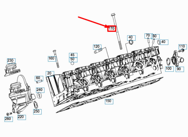 A0049904512 - NEW MERCEDES-BENZ S W222 CYLINDER HEAD BOLT A0049904512 ORIGINAL