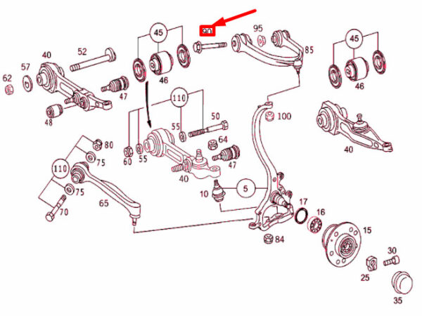 A0049908104 - NEW MB S W220 FRONT UPPER CONTROL ARM TO FRAME BOLT A0049908104 ORIGINAL