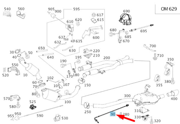 A0071536528 - NEW MB ML W164 EXHAUST GAS TEMPERATURE RIGHT SENSOR A0071536528 ORIGINAL