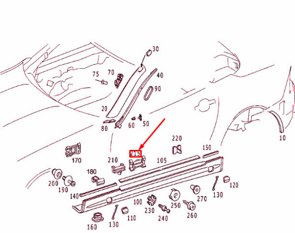 A0099884178 - New MERCEDES-BENZ SLK R170 Entrance Covering Mounting Clip A0099884178