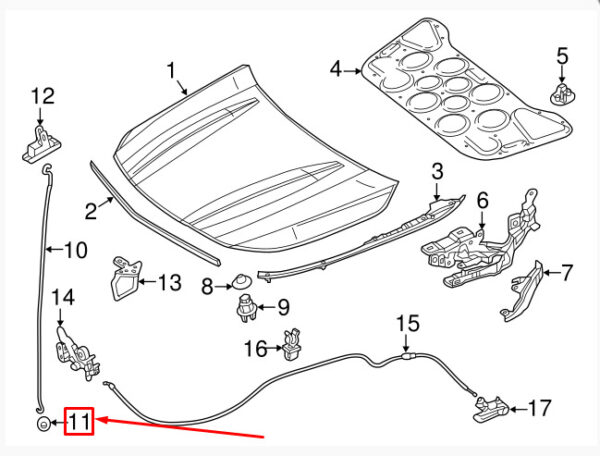 A0099974081 - Mercedes CLA Coupe C117 bonnet support grommet A0099974081 NEW REAL