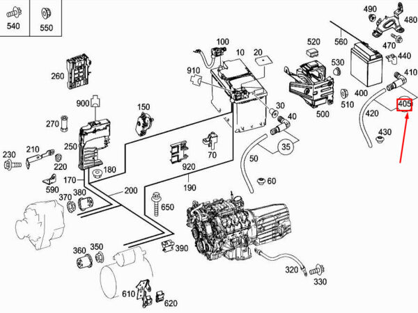 A0109972152 - New MERCEDES-BENZ E Cabrio A207 Battery Vent Hose A0109972152