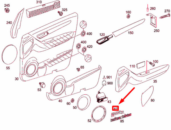 A0129885578 - MERCEDES-BENZ A W169 FRONT DOOR PANEL CLAMP A0129885578 NEW GENUINE