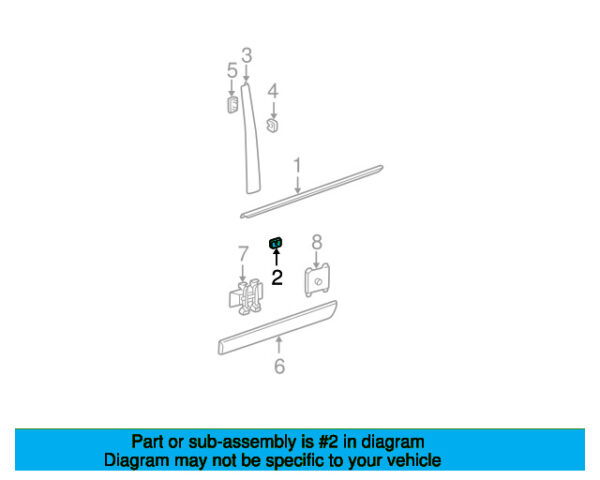A0129886378 - Mercedes-Benz belt strip clip for the rear exterior door A0129886378