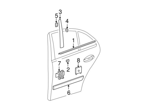 A0129886378 - Mercedes-Benz belt strip clip for the rear exterior door A0129886378