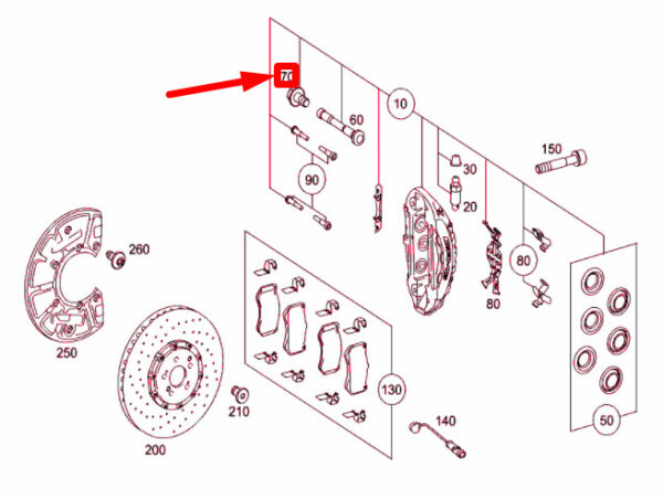 A0169900601 - NEW MERCEDES-BENZ AMG GT C190 FRONT BRAKE CALIPER BOLT A0169900601 ORIGINAL