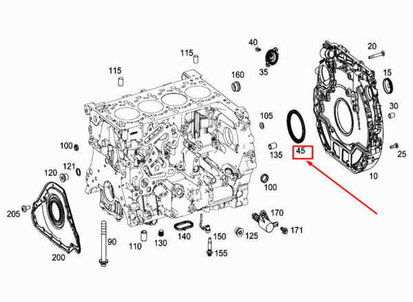 A0169972046 - NEW MERCEDES-BENZ GLE W167 ENGINE RADIAL SHAFT SEALING RING A0169972046
