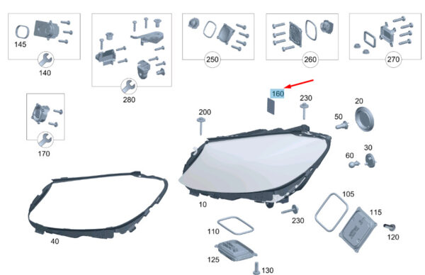 A0234207518 - NEW MERCEDES-BENZ C W205 FRONT HEADLIGHT DIAPHRAGM UNIT A0234207518 GENUINE