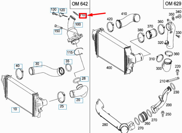 A0249978645 - MERCEDES-BENZ ML W164 CHARGE AIR COOLER MUFFLER O-RING A0249978645 NEW GENUINE