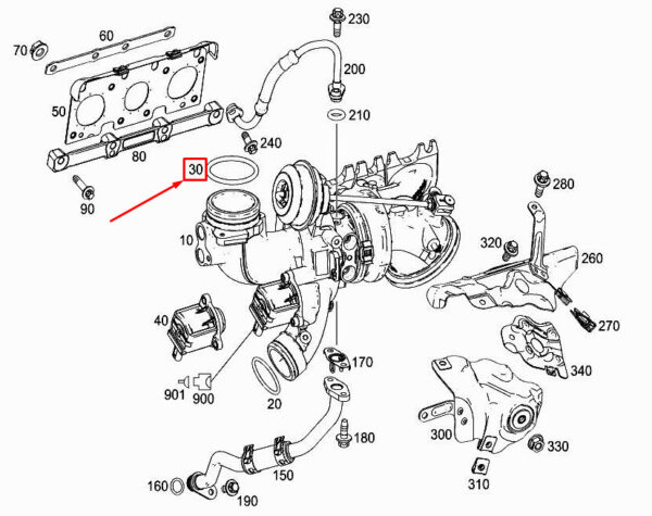 A0259974745 - NEW MERCEDES-BENZ C COUP� C205 RIGHT TURBOCHARGER O-RING A0259974745 GENUINE