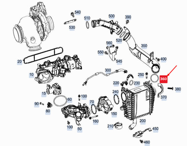 A0289971445 - NEW MERCEDES-BENZ S W222 CHARGED AIR LINE O-RING A0289971445