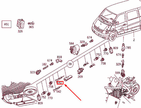 A0305454128 - Mercedes-Benz Vito W638 Less Rest Flap Connector A0305454128 NEW GENUINE
