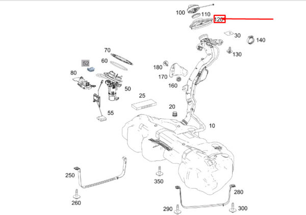 A0994760080 - NEW MERCEDES-BENZ E C238 FUEL TANK FOUNTAIN PEN PROFILE A0994760080