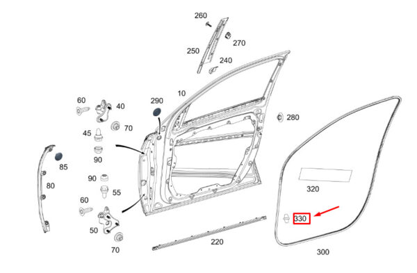 A0997250000 - New MERCEDES-BENZ GLE W167 Front Door Seal A0997250000