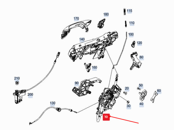 A0997307800 - NEW MERCEDES-BENZ GLE W167 REAR RIGHT DOOR LOCK A0997307800