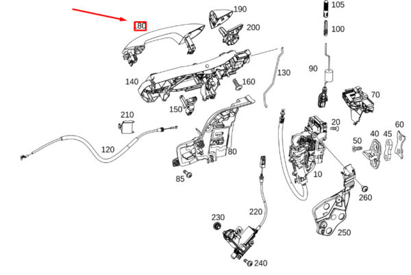 A09976015019999 - NEW MB E C238 FRONT LEFT DOOR EXTERIOR HANDLE LHD A09976015019999 ORIGINAL