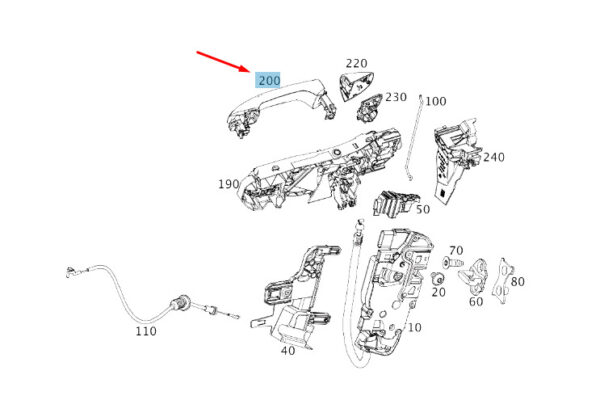 A09976016595890 - NEW MB CLA C118 FRONT RIGHT DOOR OUTER HANDLE LHD A09976016595890 ORIGINAL