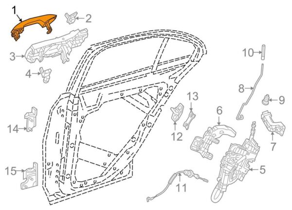 A09976016597992 - NEW MB GLC X253 REAR RIGHT DOOR HANDLE A09976016597992 ORIGINAL