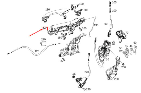 A0997602000 - NEW MB E C238 FRONT RIGHT DOOR HANDLE BEARING BRACKET RHD A0997602000
